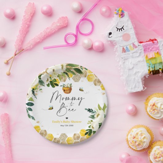 蜂の赤ちゃんシャワーママへビー男女兼用デコール ペーパープレート (パーティー)