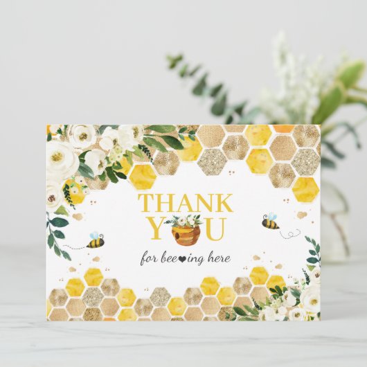 蜂の赤ちゃんシャワーママへ男女兼用 サンキューカード (スタンド正面)