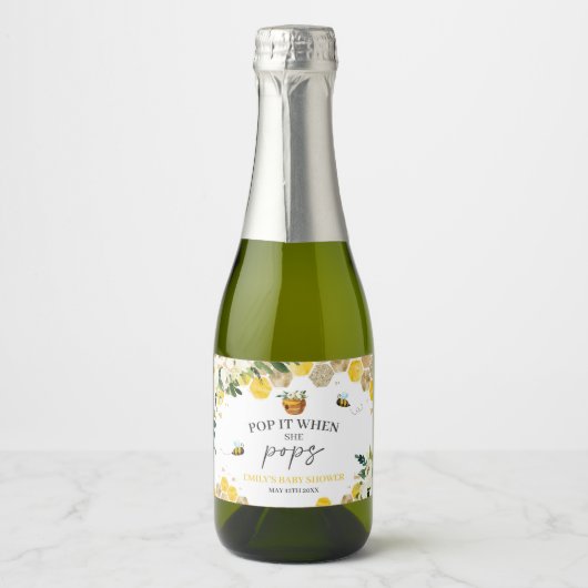 蜂の赤ちゃんシャワーママへ男女兼用 スパークリングワインラベル (正面)