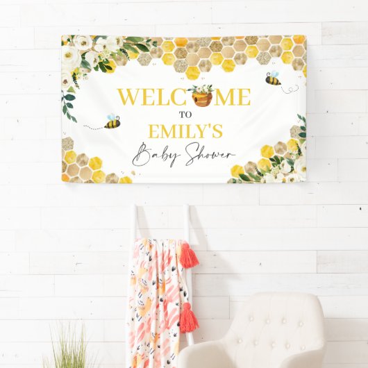 蜂の赤ちゃんシャワーママへ男女兼用 横断幕 (インサイチュ)