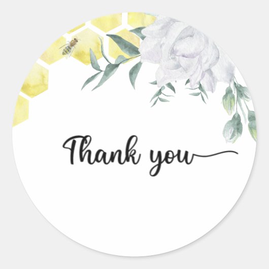 蜂の赤ちゃんシャワー感謝してい ラウンドシール (正面)