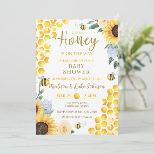 蜂の赤ちゃんシャワー招待状はちみつ赤ちゃんシャワーInvite 招待状 (スタンド正面)