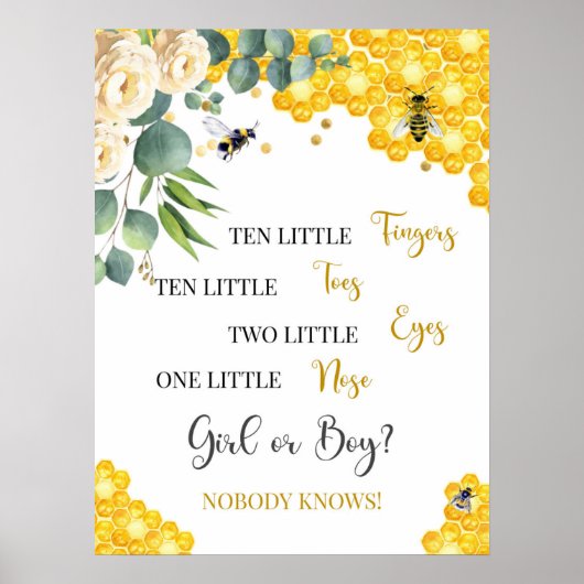 蜂の赤ちゃんシャワー10小指サイン ポスター (正面)