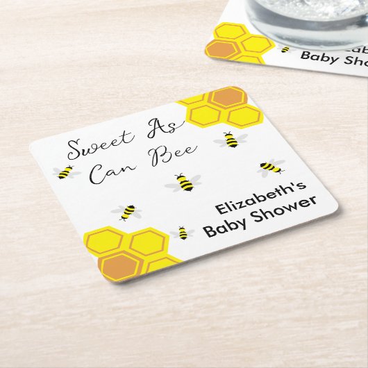 蜂の赤ちゃんシャワー スクエアペーパーコースター (アングル)