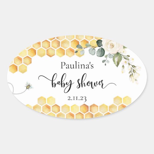 蜂の赤ちゃんシャワー 楕円形シール (正面)