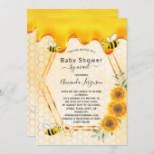 蜂の赤ちゃんシャワーby mail金ゴールド甘いハチードリップ 招待状 (正面/裏面)