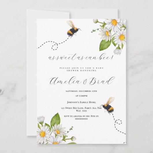 蜂の赤ん坊シャワーママと最高に甘い 招待状 (正面)