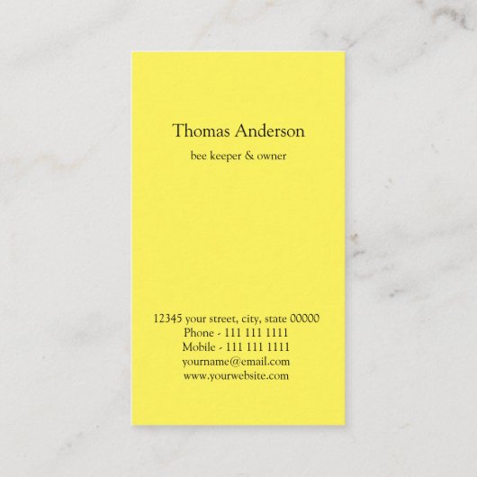 蜂の農場の蜂の看守 名刺 (裏面)