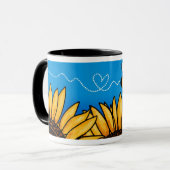 蜂の道のヒマワリのマグ マグカップ (正面左)