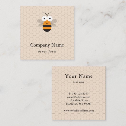 蜂の飼育員ハニービーキーピングのアピアリストロゴ スクエア名刺 (正面/裏面)