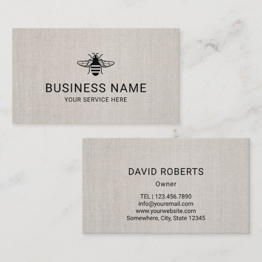 蜂の養蜂の新しい蜂蜜のApiaryのエレガントな麻布 名刺 (正面/裏面)