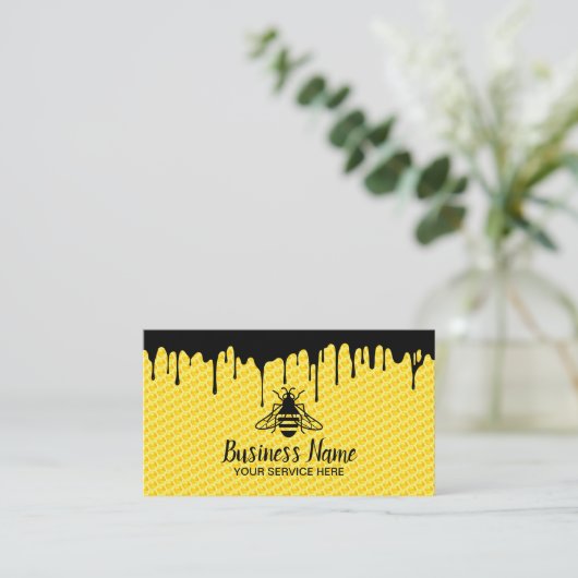 蜂の養蜂の新しい蜂蜜のApiaryの黒の滴り 名刺 (スタンド正面)