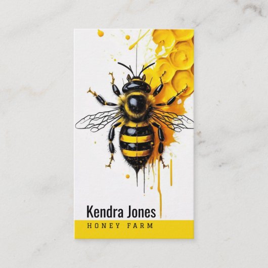 蜂の黄色ミニマルの蜂蜜のスプラッシュ 名刺 (正面)