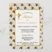 蜂の黄金のハニカム洗礼 招待状 (正面/裏面)