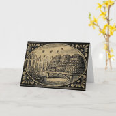 蜂はヴィンテージの引を-空白のな挨拶状巣箱に集めます カード (黄色い花)