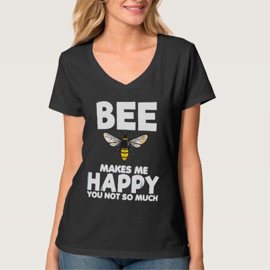 蜂は私を幸せにする養蜂家の動物のティー Tシャツ (正面)