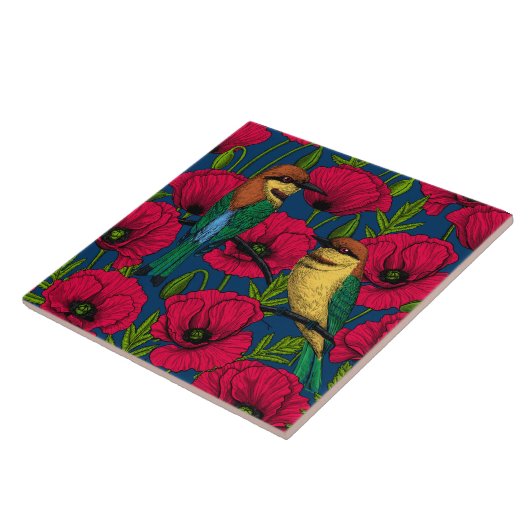 蜂は食べ物とケシ タイル (側面)