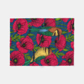 蜂は食べ物とケシ フリースブランケット (正面(横))