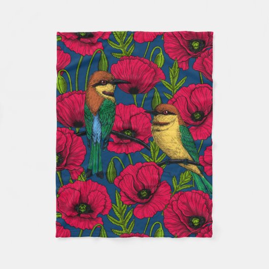 蜂は食べ物とケシ フリースブランケット (正面)