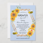 蜂ひまわり少年ライトブルー赤ちゃんシャワー郵便 招待状 (正面)