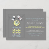 蜂へのモダンな家族は男の子のためのベビーシャワーをつなぎます 招待状 (正面/裏面)