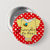 蜂への赤くおよび黄色の蜂の祖母 缶バッジ (正面&裏面)