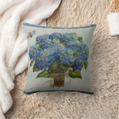 蜂を持つ美しく青いアジサイ クッション (ブランケット)