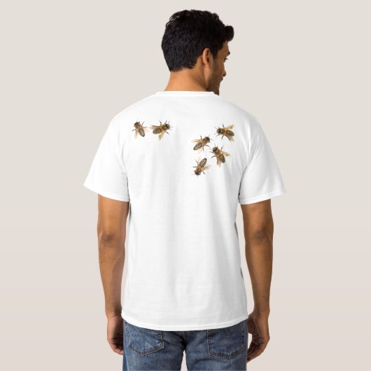 蜂を救って下さい! 世界を救って下さい! デザインは住んでいます Tシャツ (裏面フル)