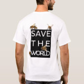 蜂を救って下さい! 世界を救って下さい! 囲まれた蜂 Tシャツ (裏面)