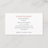 蜂アピールビーキーパーファームハニープロダクツ 名刺 (裏面)