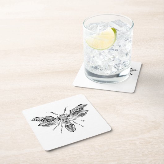 蜂スズメバチの入れ墨 スクエアペーパーコースター (インサイチュ)