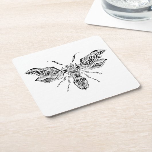 蜂スズメバチの入れ墨 スクエアペーパーコースター (アングル)