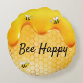 蜂ハッピーバンブルビーハニカムハチミツ滴下 ラウンドクッション (裏面)