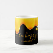 蜂ハッピーブラック可愛いバブルミツバチが蜂蜜を滴らせる コーヒーマグカップ (中央)