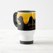 蜂ハッピーブラック可愛いバブルミツバチが蜂蜜を滴らせる トラベルマグ (正面左)