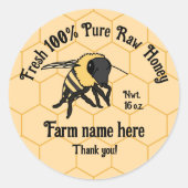 蜂ハニカムビーキーパーハニーファームステッカー ラウンドシール (正面)