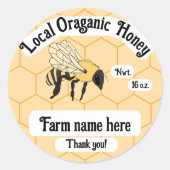 蜂ハニカムビーキーパーハニーファームステッカー ラウンドシール (正面)