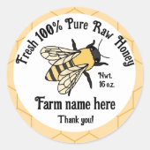 蜂ハニカムビーキーパーハニーファームステッカー ラウンドシール (正面)