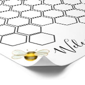 蜂ハニカムベイビーシャワーのゲストブックサイン ポスター (角)