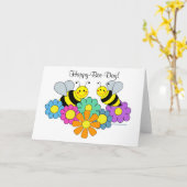 蜂及び花の幸せな蜂日 カード (黄色い花)