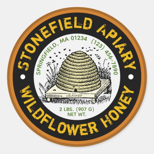 蜂巣類名ダークアンバーハニージャイルステッカー ラウンドシール (正面)