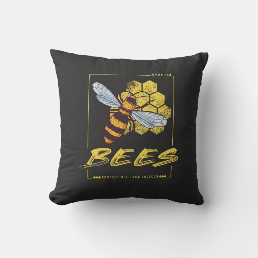 蜂救飼主と養蜂家のためのミツバチ クッション (正面)