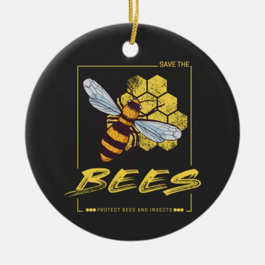 蜂救飼主と養蜂家のためのミツバチ セラミックオーナメント (正面)
