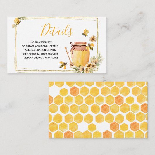 蜂植物学詳細ベビーシャワー挿入カード エンクロージャーカード (正面/裏面)