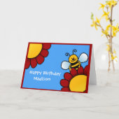 蜂花ハッピーバースデー札 カード (黄色い花)