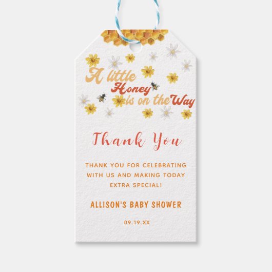 蜂蜜が少し流れている ギフトタグ (正面)