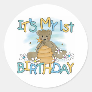 蜂蜜くまの第1誕生日 ラウンドシール