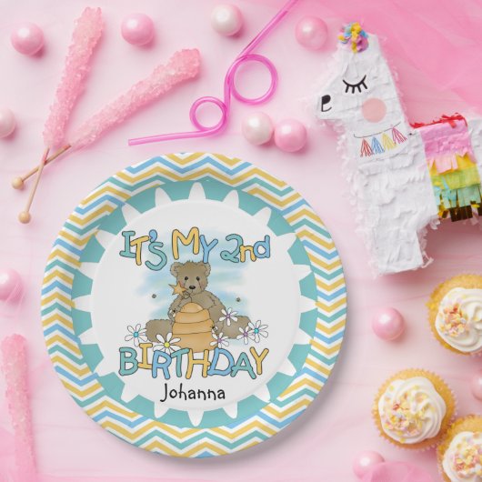 蜂蜜くまの第2ハッピーバースデーの紙皿 ペーパープレート (パーティー)