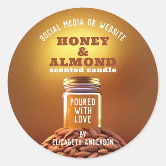 蜂蜜とアーモンドのロウソク ラウンドシール (正面)