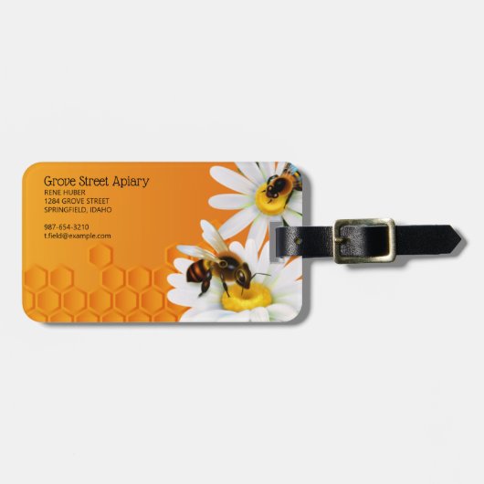 蜂蜜とデイジーフラワー ラゲッジタグ (正面横)
